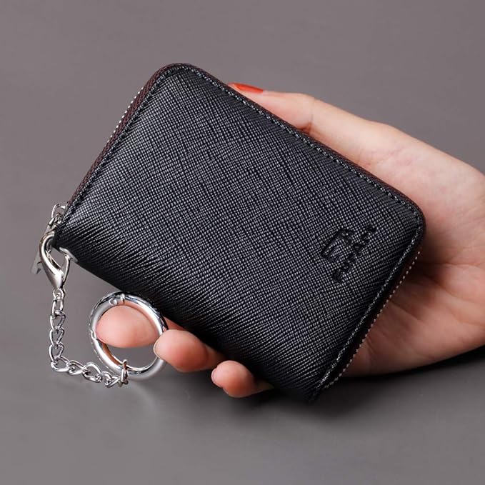 FurArt Zipper Wallet Women, RFID Blocking Credit Card Wallet, Business Card Holder, Compact Size KeyChain Wallet