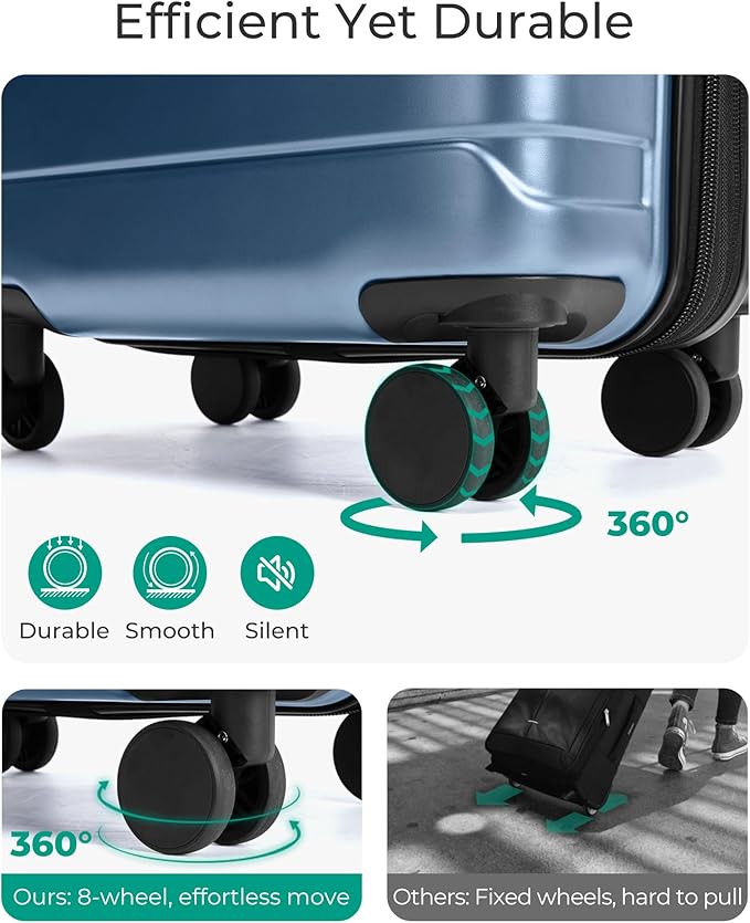 BAGSMART Carry On Luggage 19 L x14 W x9 H Airline Approved with Spinner Wheels, Lightweight 20 Inch Luggage with TSA Lock, Expandable Hard Shell Carry On Suitcases for Men Women, Royal Blue