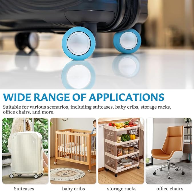 Wolfride 16Pcs Luggage Wheel Covers, Silicone Suitcase Wheel Protectors for 2-2.4" Spinner Wheels