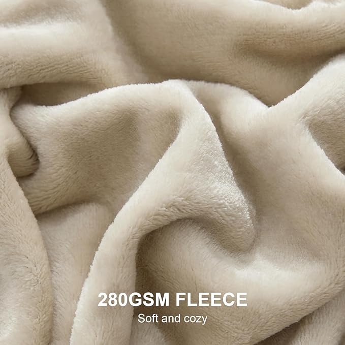 Hansleep Fleece Queen Blanket for Bed Fleece Taupe, Super Soft Flannel Fuzzy, Plush Cozy Blanket for All Seasons, Taupe, Queen 90x90 Inches