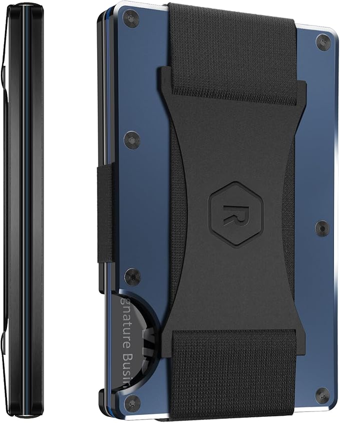 Ridge Wallet for Men - Slim Minimalist Compact Wallet and Card Holder, RFID Protected Front Pocket Wallets for Men with Integrated Cash Strap