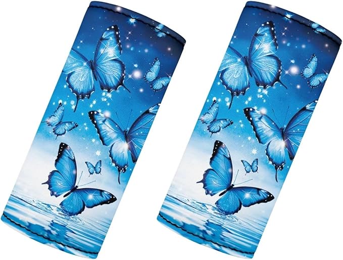 BIGCARJOB Blue Butterflies Luggage Handle Wrap Set for Suitcase 2 Pieces Suitcase Identifier Protective Cover Trolley Case Grip Travel Luggage Accessories Door Handle