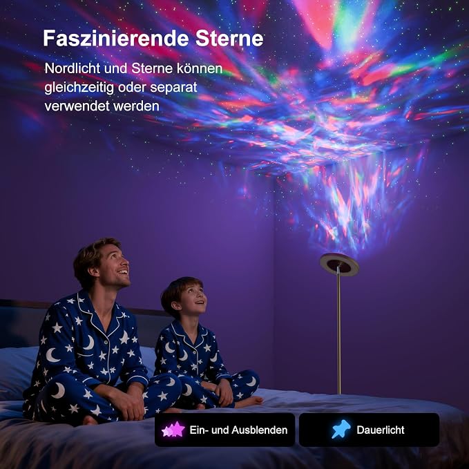 DUSKTEC 3-in-1 Floor Lamp, RGB Aurora & Galaxy Star Projector, 69", Gold | Magnetic remote & touch, 1400 lm, 3000K–6000K tunable white, 10%–100% dimmable, 1 hr timer for bedrooms, kids' rooms & gaming