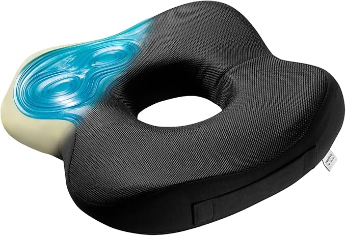 Mount-It! Office Seat Cushion, Premium Lumbar Support, Memory Foam, Gel Filling, Ergonomic Comfort Chair, Use in Car, at Desk, Home, Back, Hip Sciatica Cushions - Washable Cover in Black…