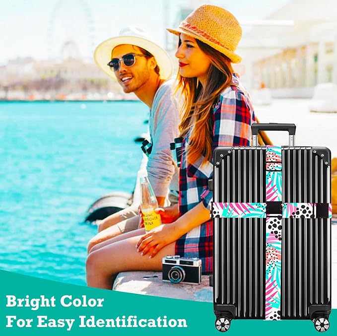 Luggage Straps for Suitcases TSA Approved Easy Pack Organized Suitcase Strap, Luggage Strap, Luggage Belt Strap, Bag Straps for Luggage. Buckle Straps Travel Accessories (Hawaii Plant)