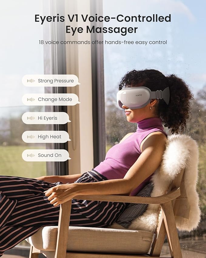 RENPHO Eyeris 1V Eye Massager with Heat, FSA Eligible HSA, Christmas Gifts for Women Men, Eye Mask for Migraines Voice Control, Eye Care, Eye Massager for Migraines Reduce Strain