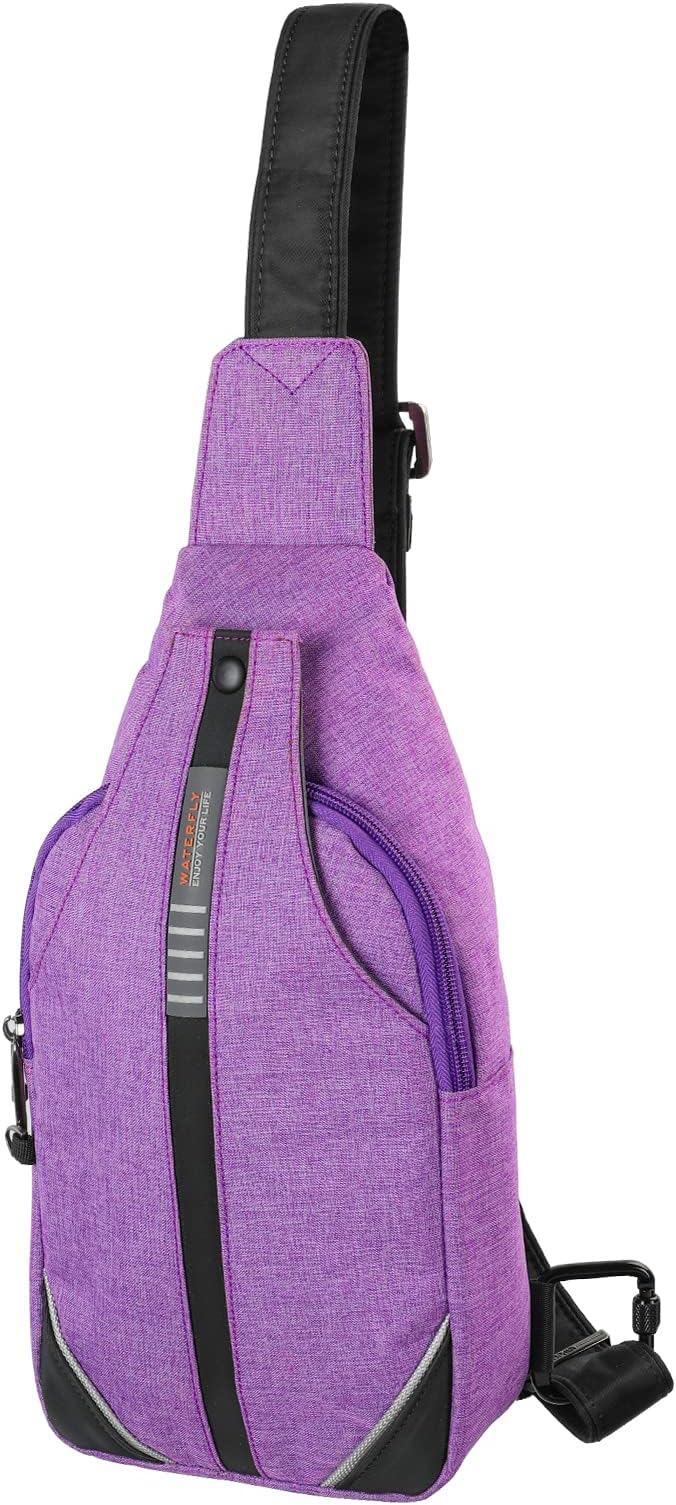 WATERFLY Tiny Crossbody Sling Backpack Anti Theft Backpack for Traveling Chest Shoulder Bag (Purple)