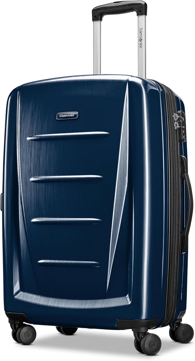 Samsonite Winfield 2 Hardside Expandable Luggage with Spinner Wheels, Navy, Checked-Medium 24-Inch