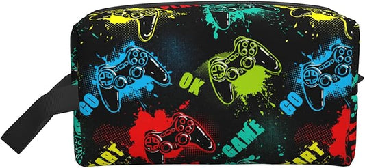 Kids Travel Toiletry Bag for Boys Girls - Waterproof Makeup Pouch Hanging Cosmetic Wash Bags Dopp Kit Shaving Bag for Toiletries Accessories(Game Start)