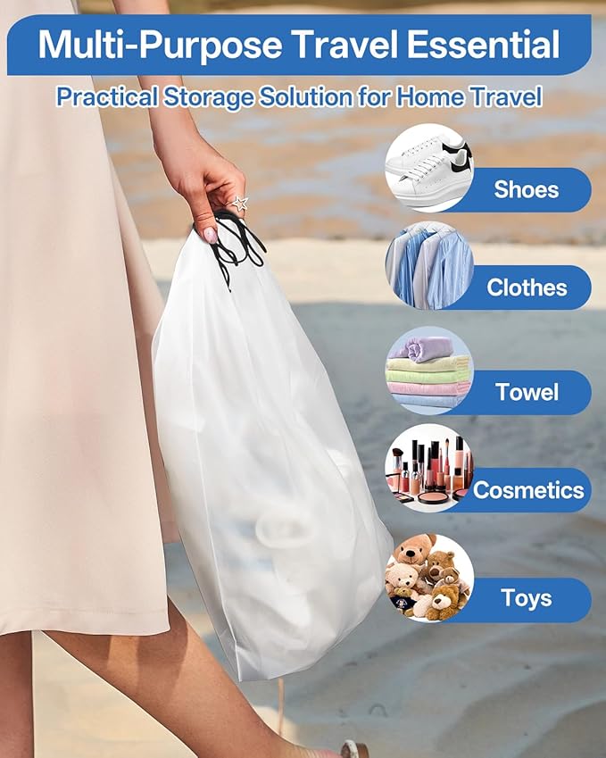 Teskyer 12 Pack Shoe Bags for Travel – Transparent, Waterproof, Portable Shoe Storage for Packing (15.7" x 11.8") – Travel Essentials for Men & Women