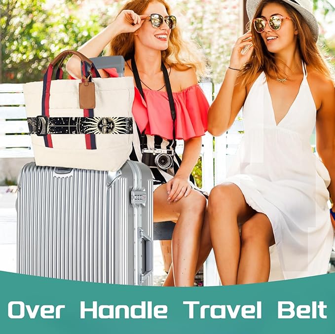 Slohif Luggage Straps for Suitcases Travel Belt Accessories Luggage Connector Identifiers 2 Pack Over Handle with Buckle Unique Nylon Adjustable Strap for Sleeping Bag Car Seat Moon