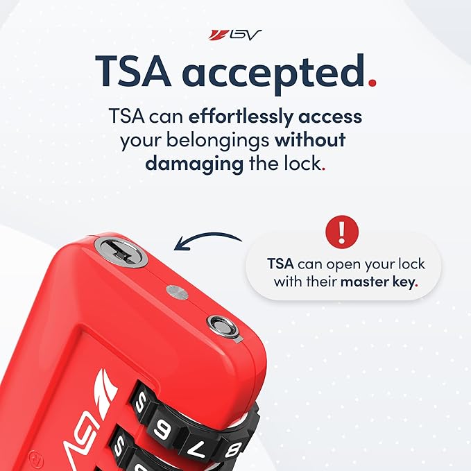 TSA Accepted Luggage Travel Lock, Set-Your-Own Combination Lock for School Gym Locker, Golf Bag, Luggage Suitcase Baggage Locks, Filing Cabinets, Toolbox, Case (Red, 4 Pack)