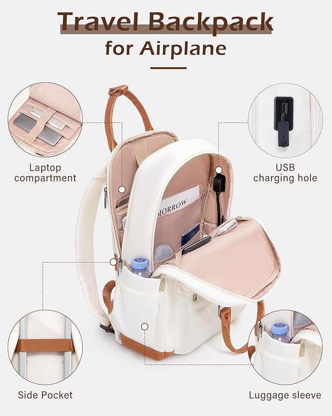 LONG VACATION Carry On Luggage Sets 3 Piece 20 Inch Suitcase Set, ABS+PC Hardshell Lightweight Travel Luggage with Spinner Wheels & YKK Zipper TSA Lock (20 INCH (BP/TB), BEIGE-BROWN)