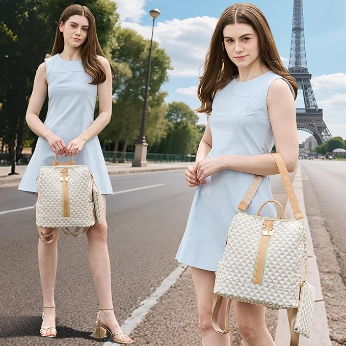Makes Backpack Purse for Women PU Leather Travel Satchel Handbag Convertible Design Bag with Purse 2 Piece