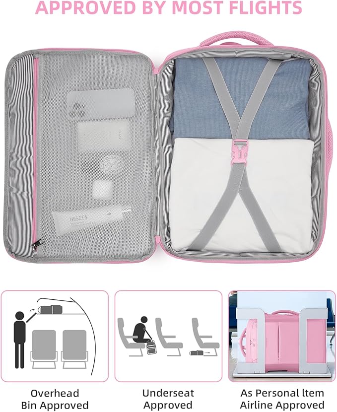LARVENDER Carry on Luggage 22x14x9 Airline Approved, Expandable 20 Inch Hardside Large Suitcase with Wheels TSA Lock, Lightweigh PC+ABS Travel Carry-on Suitcases for Women and Men, Peach Sparkling