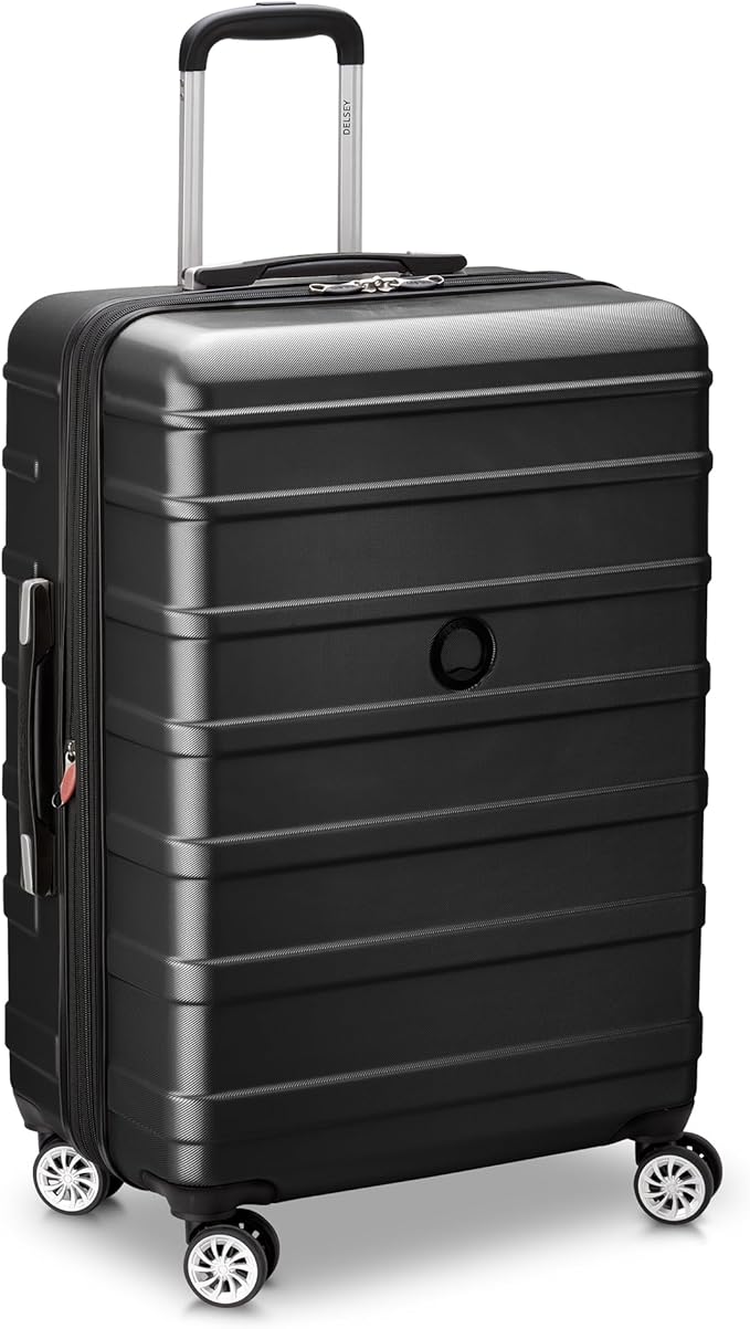 DELSEY PARIS Margot Hardside Luggage, Dual Wheel Spinners for Smooth Travel, Expandable with Spacious & Organizable compartments, Men and Women, Black, Medium Check-in 24-Inch