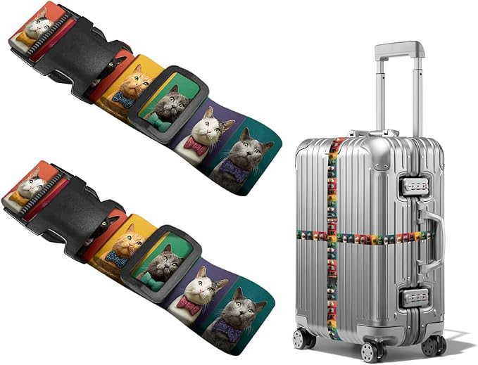 Nuxovilar Luggage Straps of 2 Set Solid Black Pattern, 1.96x90.5 inches - Luggage Straps for Suitcases, Nice for Business Travel, Formal Trips, Daily Use