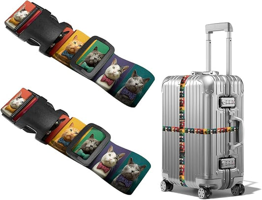 Nuxovilar Luggage Straps of 2 Set Solid Black Pattern, 1.96x90.5 inches - Luggage Straps for Suitcases, Nice for Business Travel, Formal Trips, Daily Use