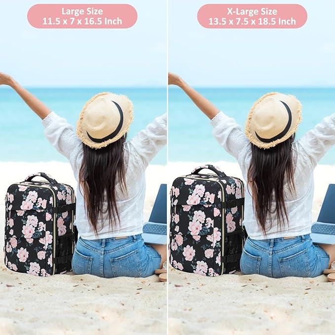 Carry on Backpack for Women TSA Approved 15.6 Inch Travel Laptop Backpack for Women Travel Essentials Foldable Womens Travel Backpack Suitcase Pink Floral