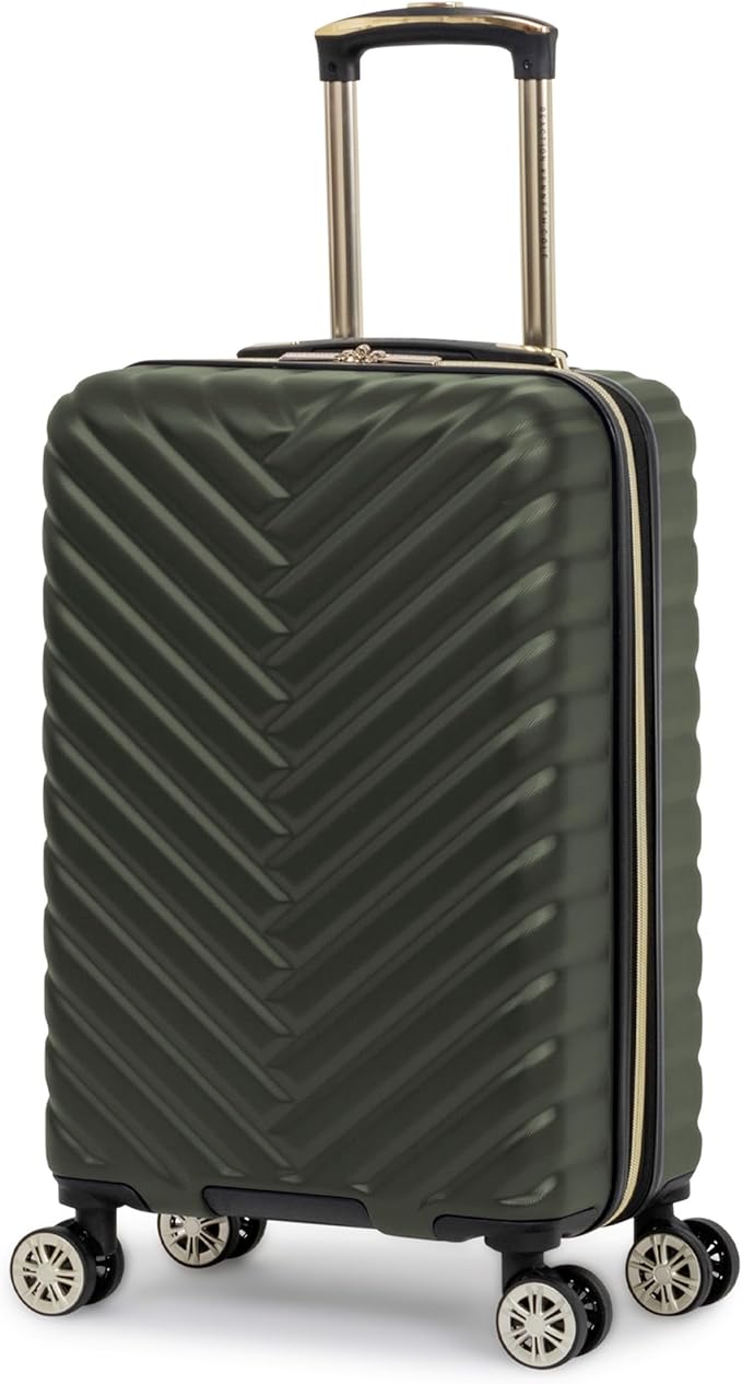 Kenneth Cole REACTION Madison Square Lightweight Hardside Chevron Expandable Spinner Luggage, Olive, 2-Piece (20" Carry On + Sophie Backpack)