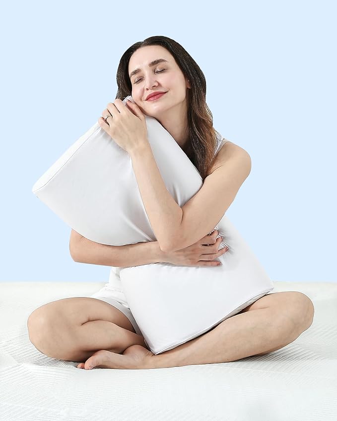 Elviros Memory Foam Pillows for Neck Pain Relief, Adjustable Height Ergonomic Orthopedic Pillow for Sleeping, Cervical Neck Pillow for Side and Back Sleepers, Queen Size, 23.6"×14"×5.3"