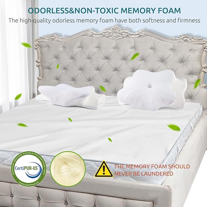 DONAMA Cervical Pillow for Neck and Shoulder Pain Relief, Cooling Contour Memory Foam Pillow, Dual-Height Ergonomic Neck Support Pillow for Side Back Stomach Sleepers with Removable Pillowcase