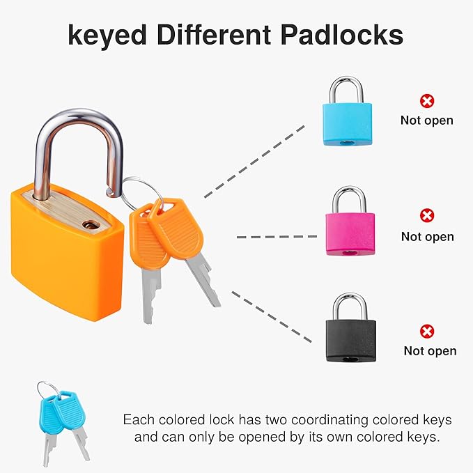 Puroma Mini Suitcase Padlock with Keys, 4 Pack 22mm Locker Locks Luggage Key Lock for School Gym Locker, Laptop Bags, Backpacks, Diary Book (4 Colors)