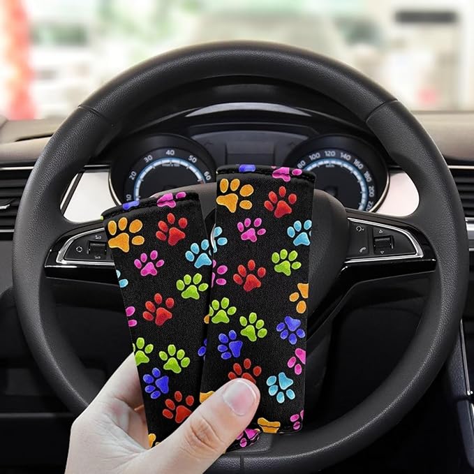 BIGCARJOB Cute Paw Luggage Handle Wrap for Suitcase,Set 2 Pcs Cartoon Paw Print Travel Accessories for Women Girls Personalized Luggage Handles Wrap Grips No-Slip Door Handle Protector Covers