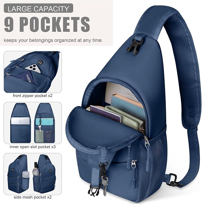 Crossbody Bags for Women Men Trendy Sling Bag Backpack Casual Chest Bag with Convertible Shoulder Strap