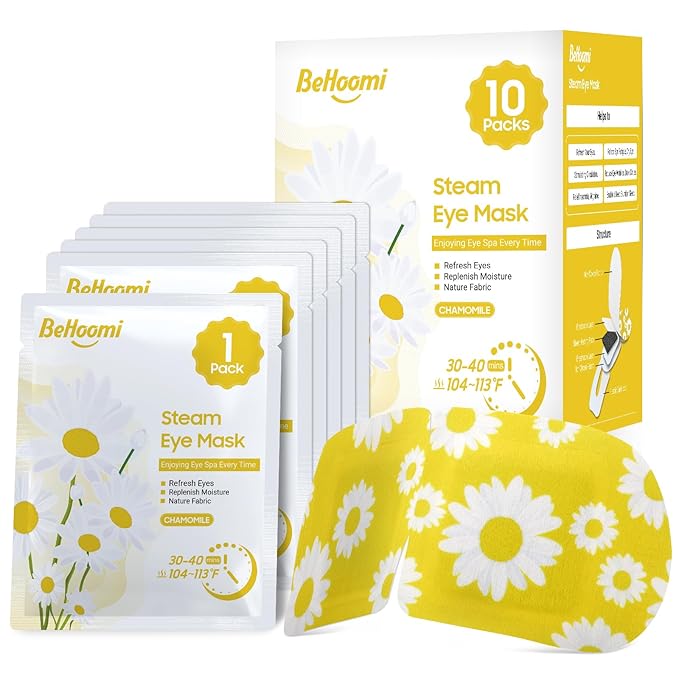 Steam Eye Mask, 10 Packs Heated Eye Mask, Self Heating Disposable SPA Warm Compress for Eyes Sleep Mask, Travel Essentials & Relaxation Gifts, Valentine's Day Gifts (Chamomile Scent)