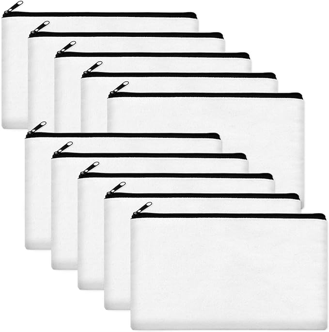 Legigo Blank Canvas Bag Zipper Pouch Makeup Bags Bulk - Multi-Purpose Canvas Pencil Pouch with Sturdy Zipper, Cosmetic Bag Travel Toiletry Bag for DIY Craft Projects, Storage (8.3 x 5 inches)