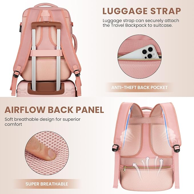 YAMTION Luggage Sets 6 Piece,Hardside 20In Suitcase with Spinner Wheels,TSA Lock,Carry On Suitcase Travel Essentials for Personal Items,Pink