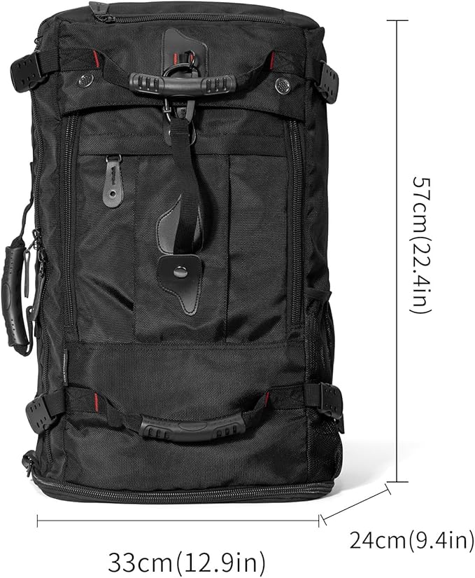 Large Capacity For Travel Hiking Sports Carry On Backpack Durable Convertible Duffle Bag Laptop airplane (BLack, 45L-Normal)