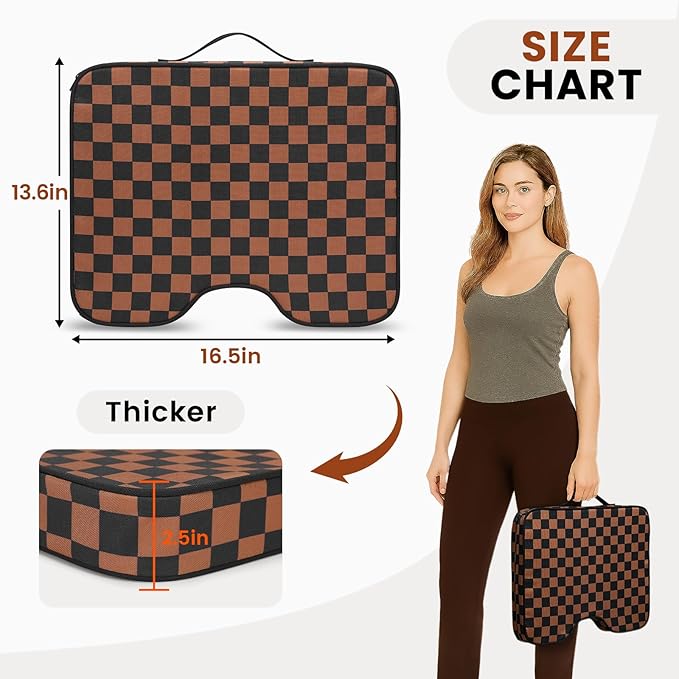 Stadium Seat Cushions 1 Pack - Portable Bleacher Cushions with 2.5-Inch Extra Thick High-Density Foam and Checkered Pattern, Outdoor Seat Cushions for Sports Events, Travel, Camping, Chairs