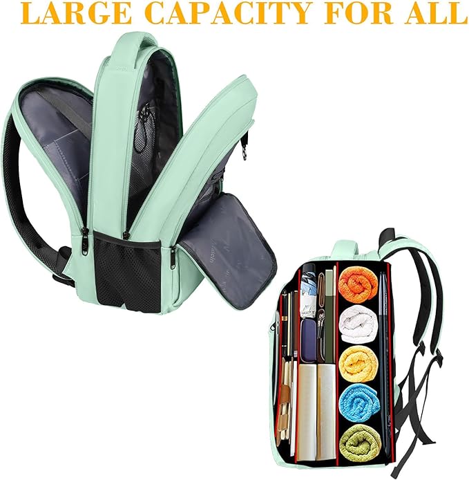 MATEIN Travel Laptop Backpack, 15.6 Inch Computer Backpack, Slim Lightweight Fashion Water Resistant Womens Traveling Backpack Casual Daypack for College Office, Mint Green