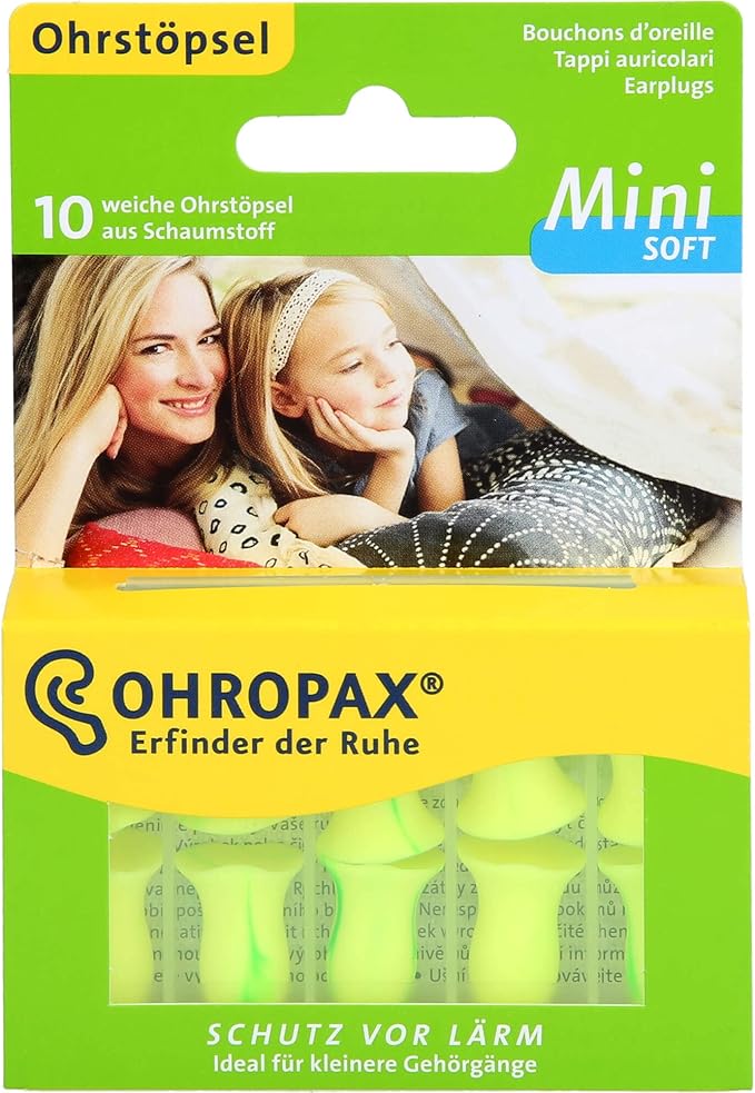 OHROPAX Mini Soft Earplugs, Anatomically Shaped in-Ear Plugs, for The Small Ear Canal and for Children, Made of Foam, for Relaxing, Sleeping and Listening to Music, Pack of 10 (17296)