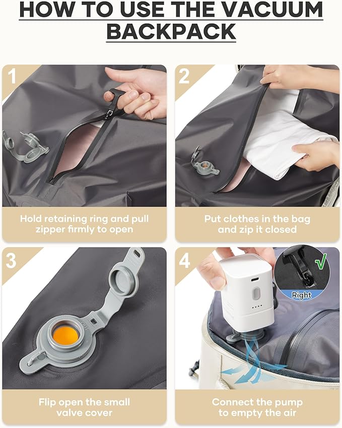 coofay Vacuum Backpack Travel with Pump Vacpack Travel Backpack with Vacuum System Mochila de Viaje Compresion al Vacio Easyvacpack Airbag Backpacks for Traveling Carry on Luggage