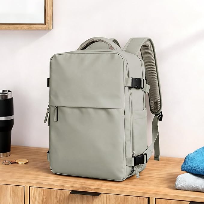 coowoz Travel Laptop Backpack For Women Men Airline Approved,Carry On Backpack,Large Hiking Backpack Waterproof Outdoor Sports Rucksack Casual Daypack Fit 15.6 Inch College Backpack (Brown)