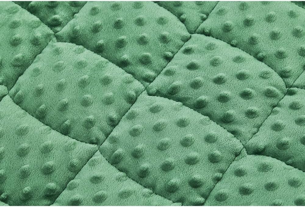 TONGDADA Weighted Lap Blanket 7lbs for Adult,Perfect for Relaxation, Lounging, Napping, Sleeping & Travel,Luxury Minky Weighted Body Blanket,Weighted Throw Blanket-Dark Green Minky Dot, 29" x 24"