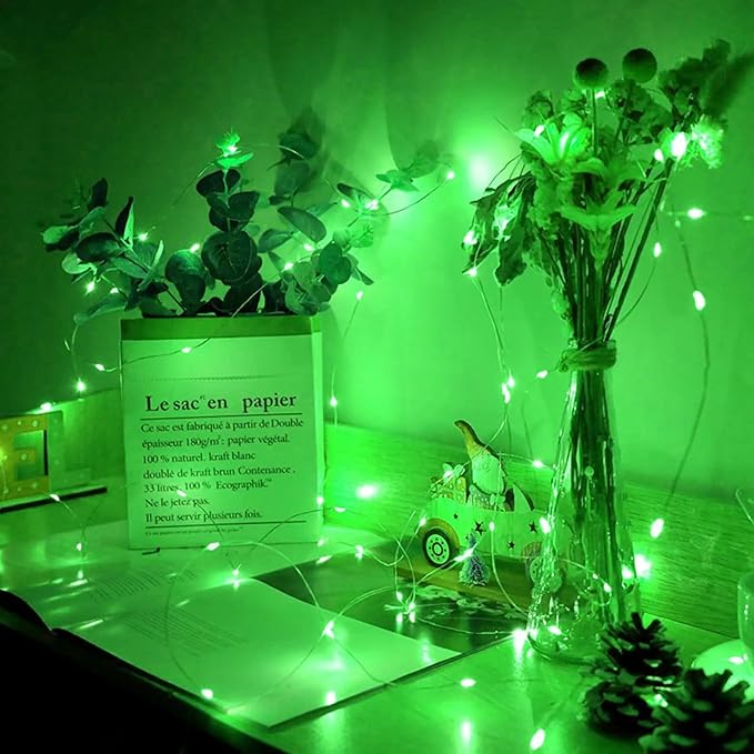 12 Pack Green Fairy Lights 7Ft 20 LED Twinkle String Lights 3 Modes Battery Operated Waterproof Firefly Starry for Mason Jar Table Centerpieces Halloween Christmas St. Patrick's Day
