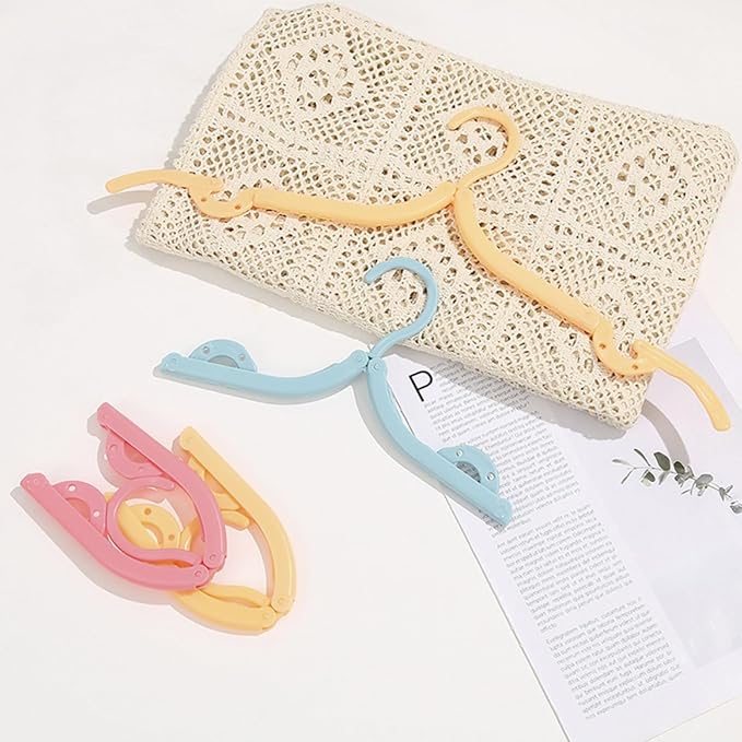 12Pcs Travel Hangers Foldable Portable Plastic Hangers Folding Clothes Hangers Space Saving Clothes Hangers for Business Trip Travel