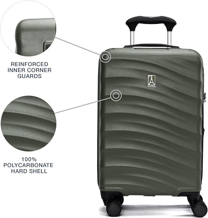 Travelpro Maxlite Air V2 Hardside Expandable Carry on Luggage, 8 Spinner Wheels, Lightweight Hard Shell Suitcase, TSA lock, Slate Green, Compact Carry On 19-Inch