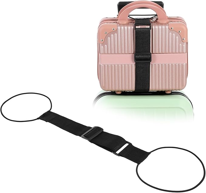 4 Pack Adjustable Luggage Straps Suitcase Belt for Add a Bag, Lightweight Easy Elastic Wrap Belts for Attaching Extra Bags, Luggage Straps Bag Bungee, Travel Accessories(Black/Rainbow)