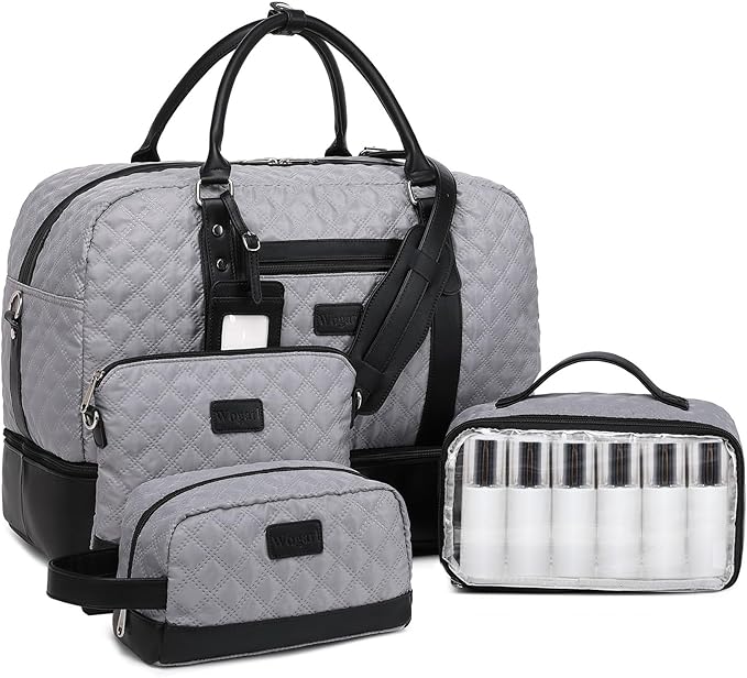 Wogarl Weekender Bags for Women Large Overnight Bag Weekend Travel Duffel Bag Carry on Shoulder with Shoe Compartment Toiletry Bag for Travel Business Gym