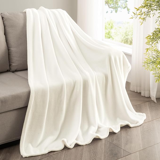 BEDELITE Fleece Blanket Twin Size Cream Throw Blankets for Couch & Bed, Luxury Plush Cozy Fuzzy Blanket 60x80 inches, Super Soft Warm Lightweight Throw Blanket for Travel Camping