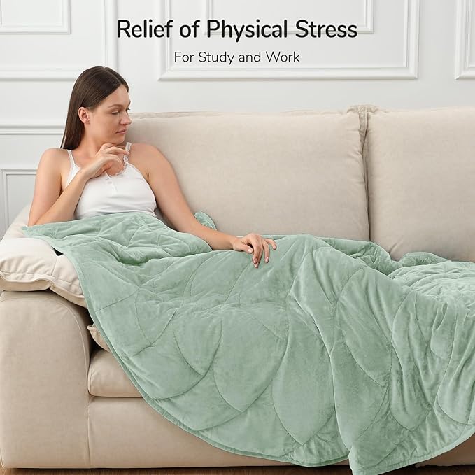 Kaisa Weighted Blanket for Adults (10 lbs,60" x 78"), Soft Heavy Blanket Machine Washable, Queen Size Weighted Blankets with Glass Beads for Couch and Bed, Sage Green