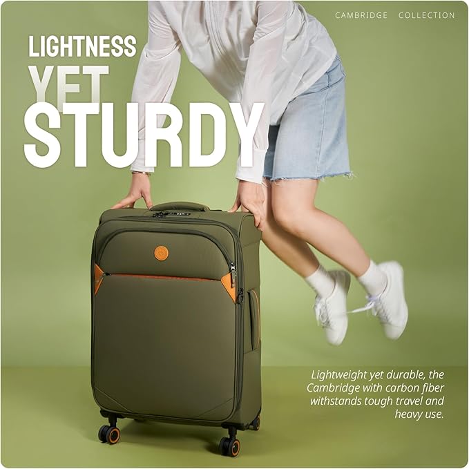 Verage Cambridge Lightweight Carry On Luggage,Softside Expandable Suitcase with Spinner Wheel (20-Inch, Green)