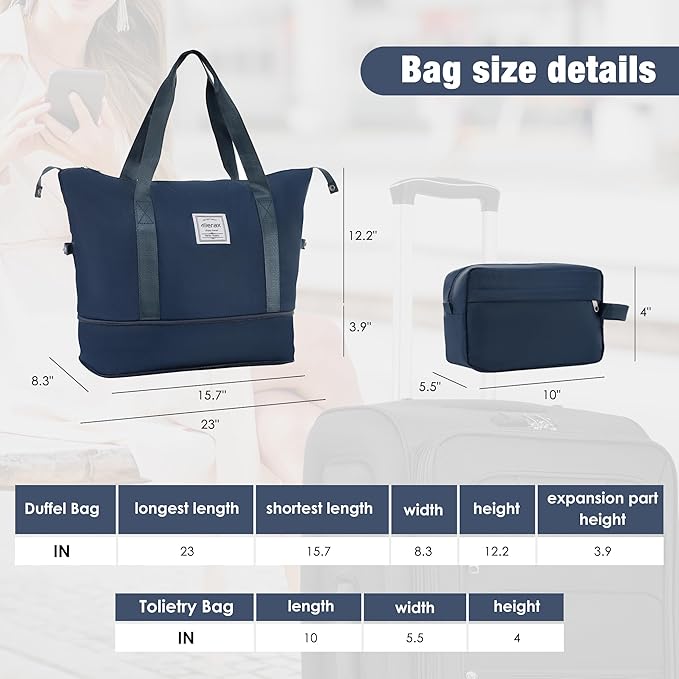 Merax Softside Luggage Set, Travel Suitcase Expandable Lightweight, 3 Piece Luggage Sets with Duffel Bag 22" 26" 30" Suitcase with TSA Lock Spinner Wheels,Deep Blue