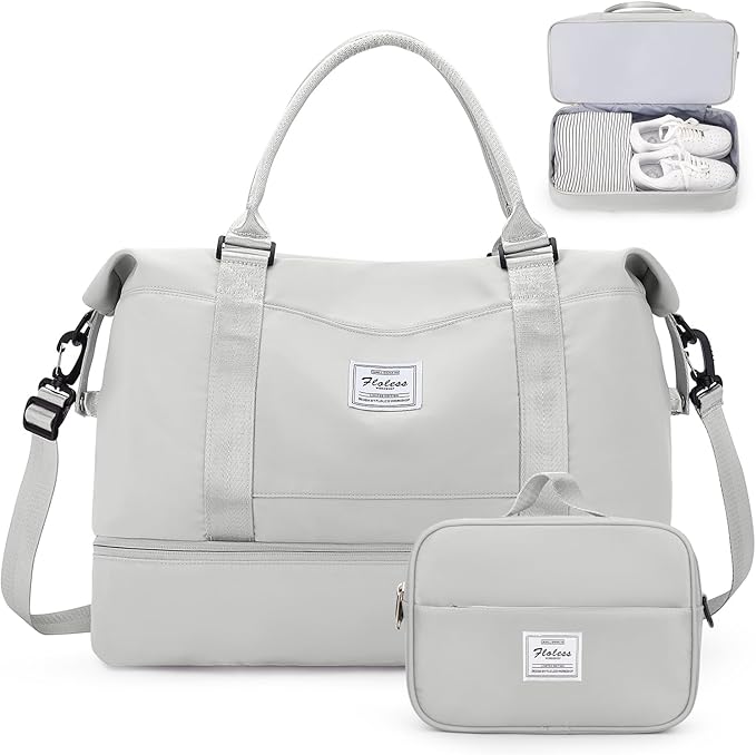 Weekender Bags for Women,Personal Item Travel Bag with Shoes Compartment,Overnight Travel Duffel Bag with Toiletry Bag