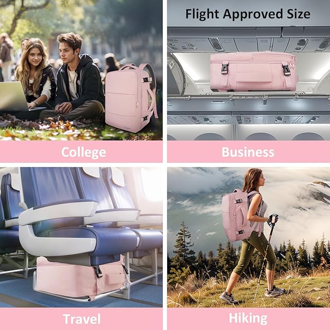 Taygeer Laptop Backpack for Women, Large Travel Backpack with 17.3 inch Laptop Compartment, TSA Friendly 40l Carry On Mochila, Daypack Business Computer Bag for Office Work Travel Essentials, Pink